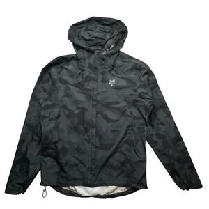 Fox Head Camo Windbreaker Full Zip Hooded Jacket Mens Large Ranger Black 31040